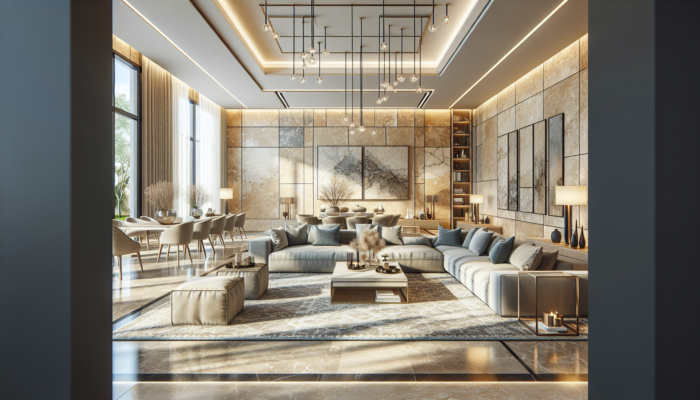 Travertine Stone Cleaning Tips for Homes in the UK: Travertine stone in a UK home, showcasing textured surface and warm beige to cool grey tones.