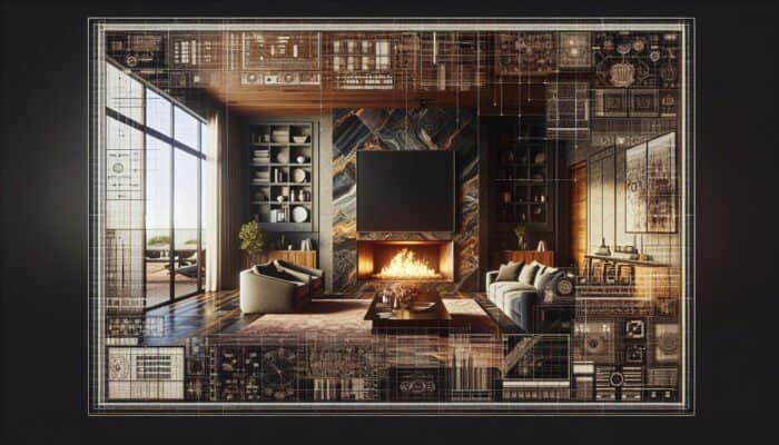 Natural Stone Tiling for Fireplaces in Clackmannanshire: Tiling Fireplaces With Natural Stone. A luxurious living room fireplace with marble and slate tiles, enhancing the room's aesthetic appeal.