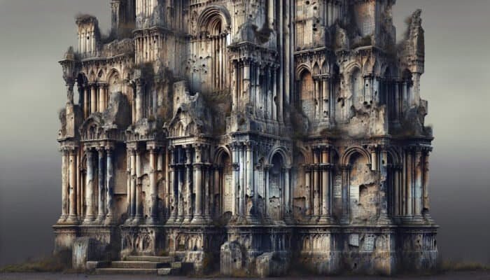 Limestone Restoration: A close-up of weathered limestone in a UK city, showing damage from acidic rain, pollution, and poor maintenance.