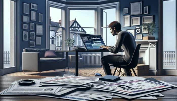 What is Debt Consolidation for Beginners: UK Guide | DCL Person researching debt consolidation loans on laptop with documents and lender logos in UK home office.