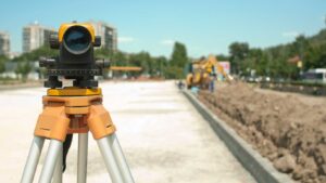 Detail Survey Equipment On Building Site