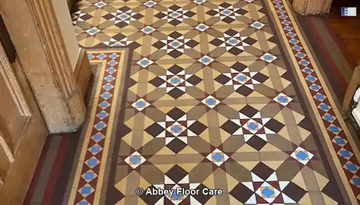 Victorian Tile Restoration: image of a Victorian Tiled Hallway In Edinburgh cleaned and sealed