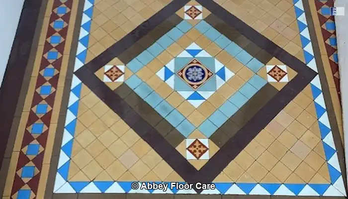 Victorian vestibule in Edinburgh after cleaning and restoration, revealing bright vibrant colours