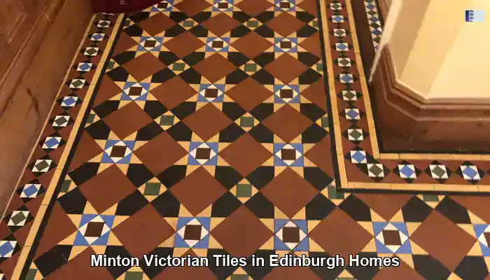 Original Minton Victorian tile floor in the entrance hallway of an Edinburgh period home