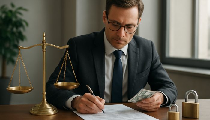 Handing Card Control to a Trusted Person: Essential UK Guidance | DCL UK financial guardian reviews documents, surrounded by balance scale and secure locks.