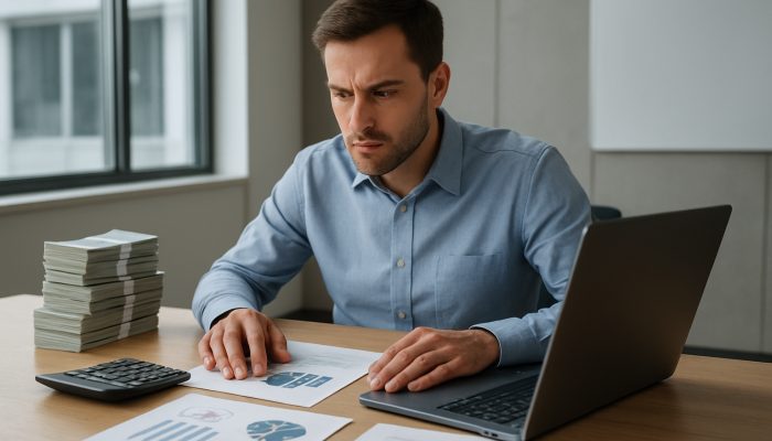 Merging Debts While Rates Are Going Up: Key Strategies for Success | DCL Focused professional in UK office reviewing financial documents and charts for debt consolidation.