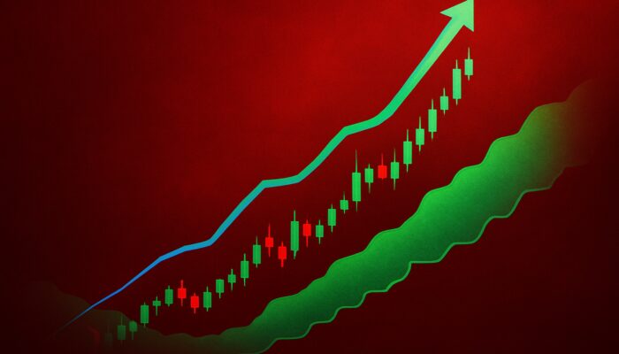 Dynamic stock chart with Ichimoku Cloud: Tenkan-sen crossing above Kijun-sen in green, signalling bullish momentum.