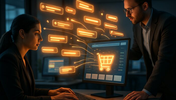 Analysts extracting valuable keywords from floating reviews to boost a dynamic e-commerce site.
