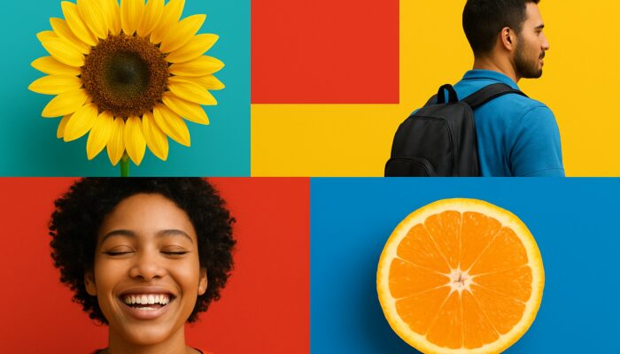 Vibrant digital layout with colorful images and bold text intertwined to enhance viewer engagement.