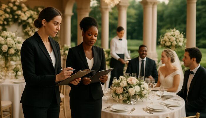 Elegant coordinators planning a luxurious wedding with floral décor at Umhlali Country Club