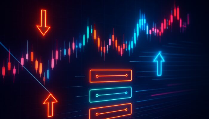 Cyberpunk trading bot interface with glowing limit orders minimizing slippage on stock charts