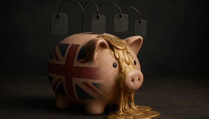 How Fees Change the Real Saving Figure: Impact on UK Savers | DCL UK piggy bank with melting pound coins under fee labels, symbolising savings erosion