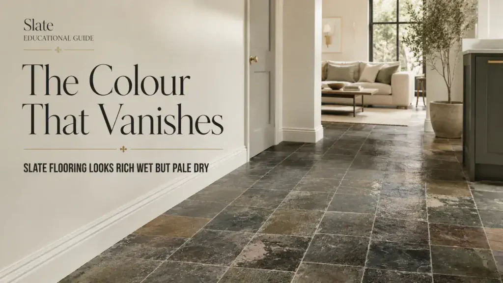 Slate Flooring: Strikingly Rich When Wet, Subtly Pale When Dry