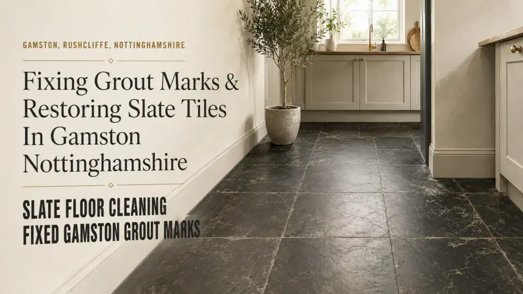 Slate Floor Cleaning to Remove Grout Marks in Gamston