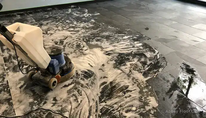 Abbey Floor Care professional slate tile and grout cleaning service close up