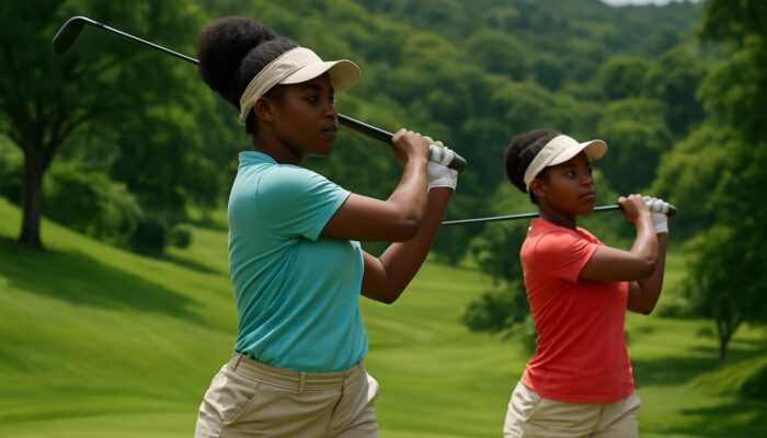Golf Club Sets for Women: South African women golfers swinging graphite clubs on lush Johannesburg course
