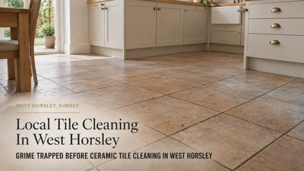 Grime Removal Before Ceramic Tile Cleaning in West Horsley
